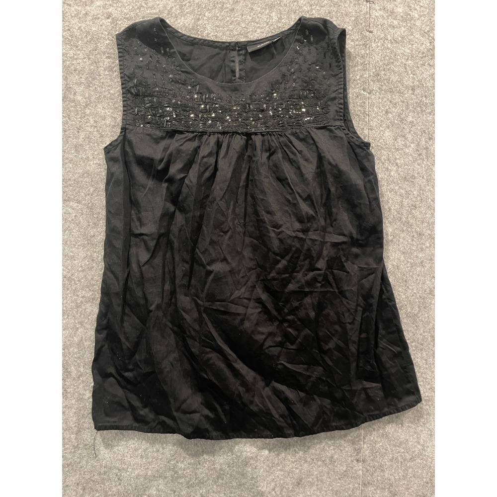 a.n.a A New Approach Womens XL Black Sequin Beaded Sleeveless Babydoll Blouse